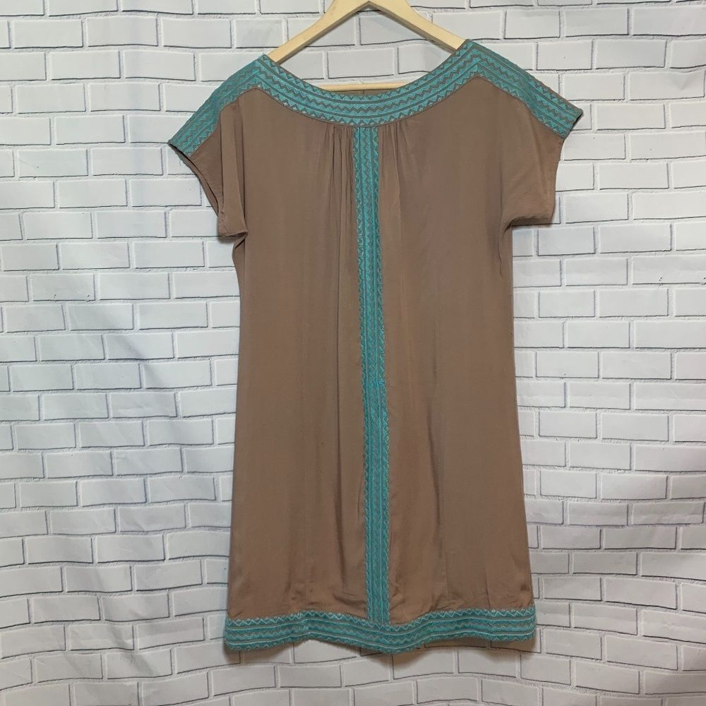 THML Shift‎ Dress Tan/Turquoise Sz XS